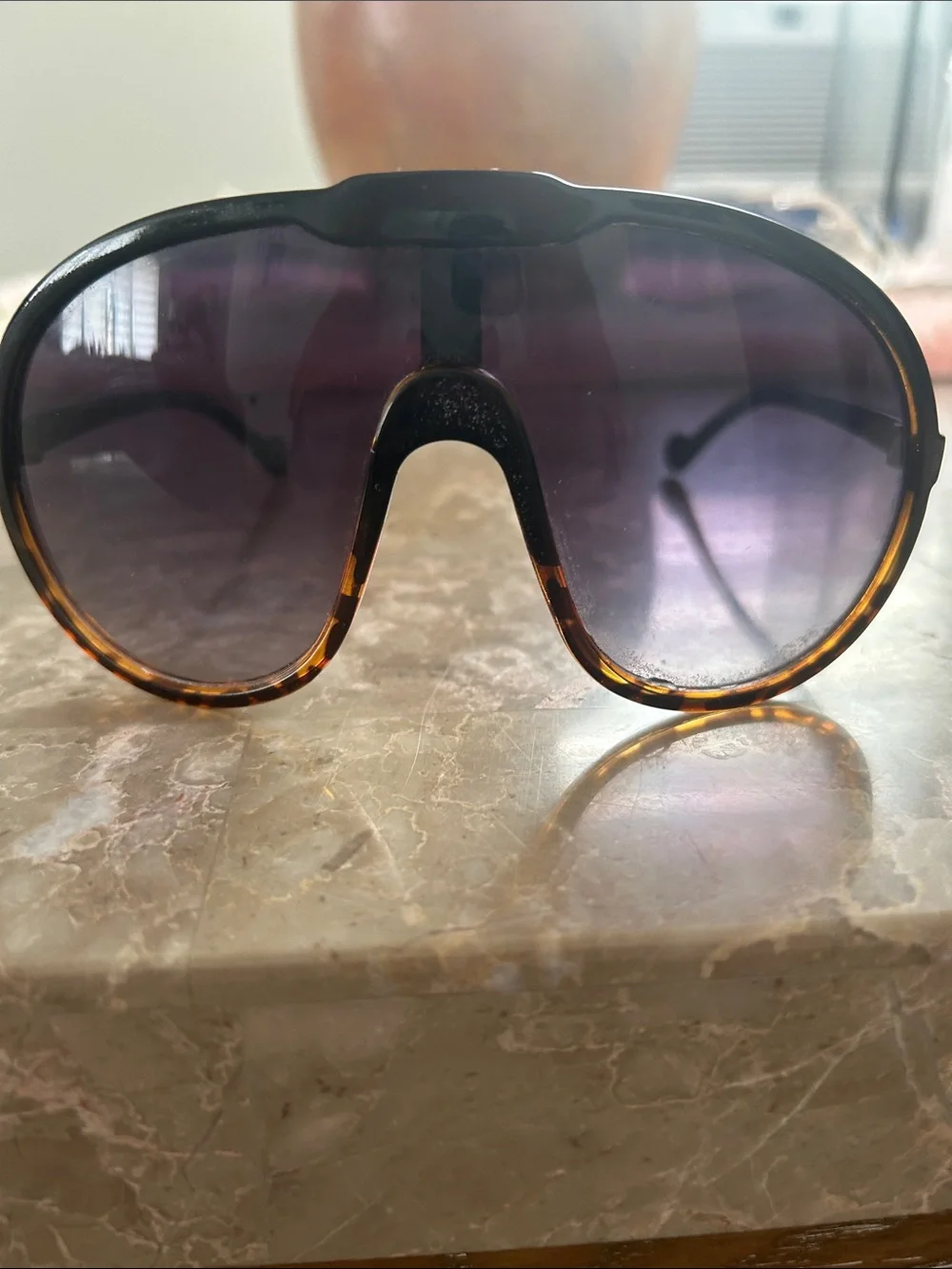Brand new Oversized Shield Sunglasses in Tortoiseshell and Black